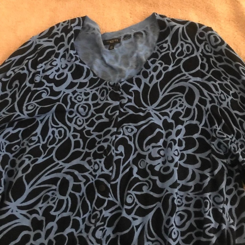 Size 2X blue and black Talbots Cardigan